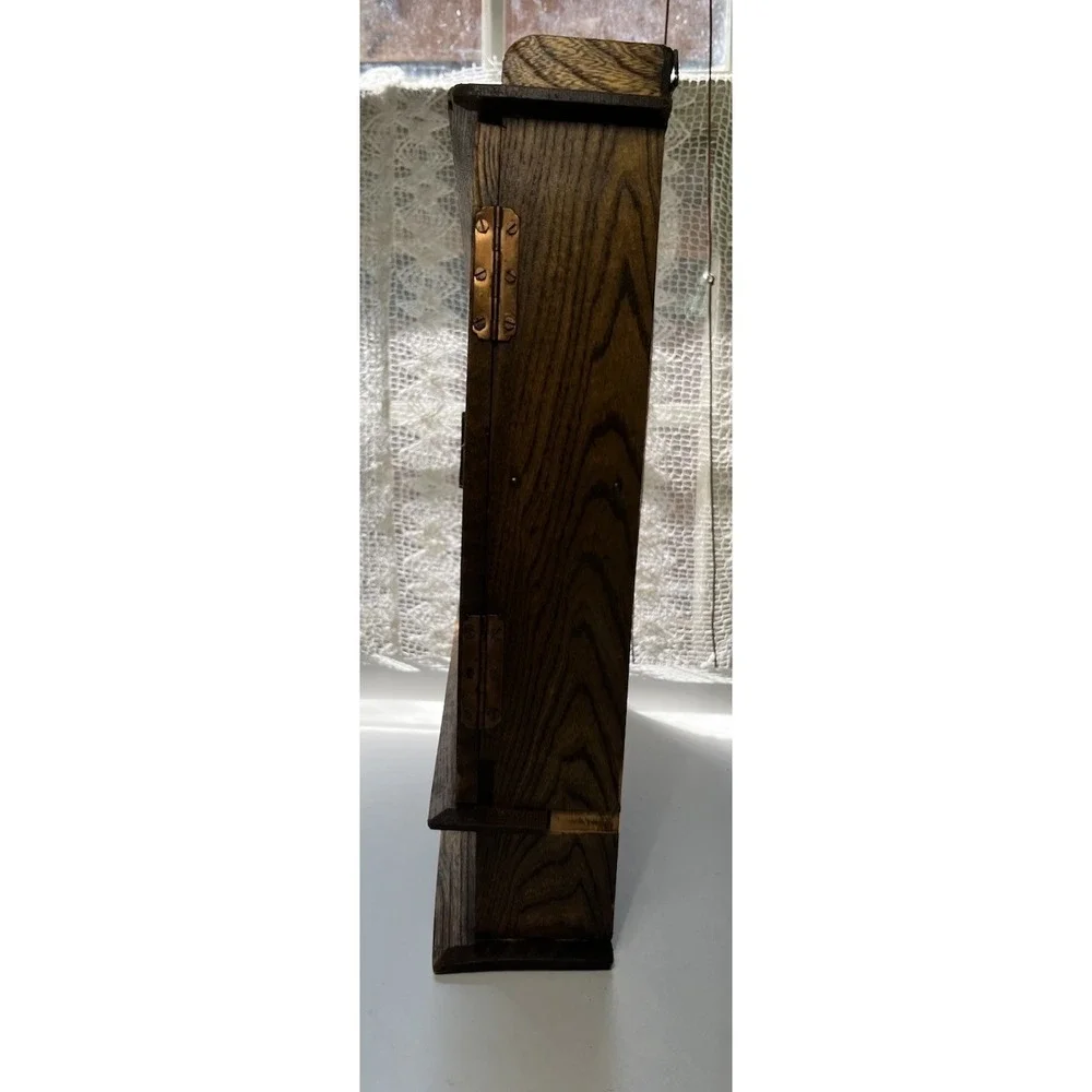 Vintage Antique Wood Wall Spice Rack Copper Hardware 14